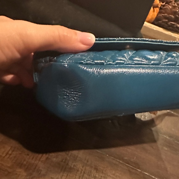 Versace Blue Quilted Clutch with Gold Medusa Medallion - Picture 3 of 9